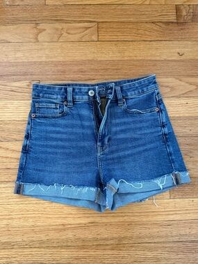 American Eagle Medium Blue Rolled Jean Shorts